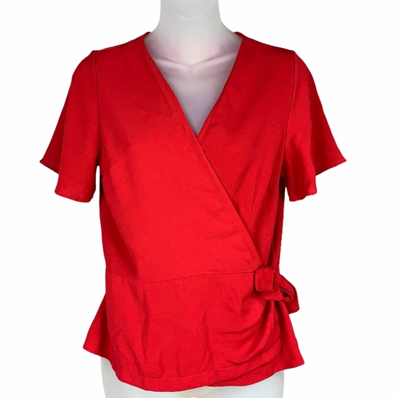 URBAN Romantics Tops - Urban Romantics Red Wrap V-Neck Top - 368